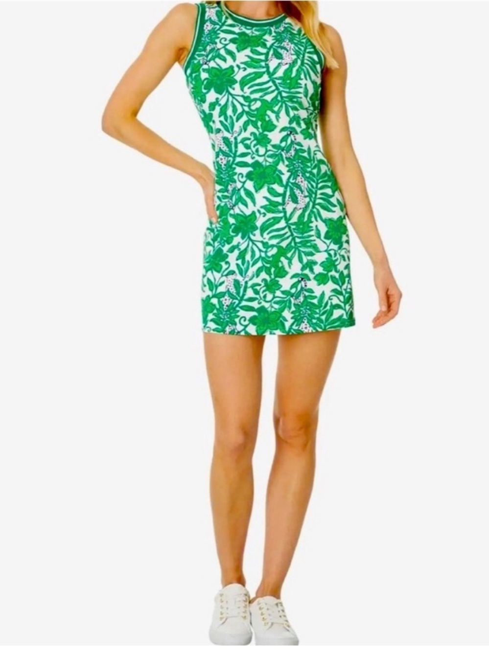 NWT Lilly Pulitzer Kick Serve Dress UPF 50+ in Fiddle Leaf Green Lil Escape Plan